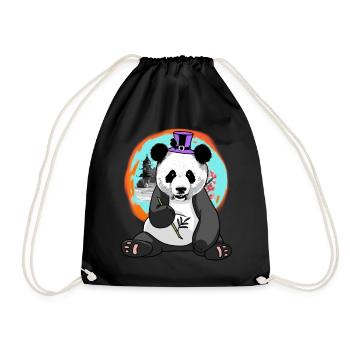 Asia Panda Bear Hat Wildlife Kids China Kid - Drawstring Bag - black - Front