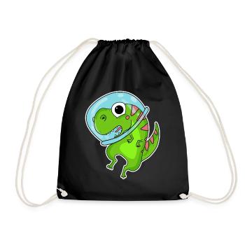 Dino Motif Dinosaur Space Astronauat - Drawstring Bag - black - Front