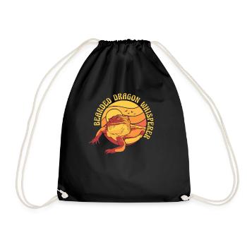 Bearded Dragon Whisperer Pogona Pet Lizard - Drawstring Bag - black - Front