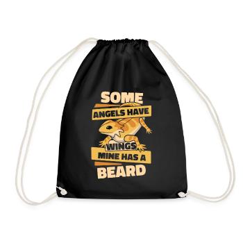 Some Angels Have Wings Mine Has A Beard Pet - Drawstring Bag - black - Front
