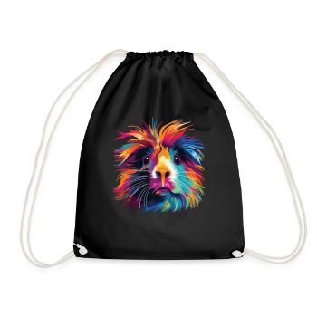 Watercolor Colorful Guinea Pig Colorful - Drawstring Bag - black - Front