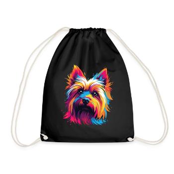 Aquarelle coloré Silky Terrier - Sac de sport léger - noir - Devant