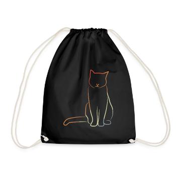 Katze im Vintage Look - Turnbeutel - Schwarz - Vorne