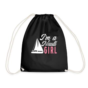 Wordplay Sailor Girl Sailor Sailing - Drawstring Bag - black - Front