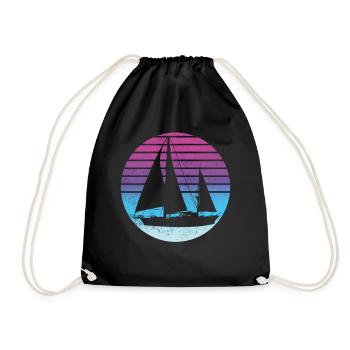 Retro Sailor Sailing - Drawstring Bag - black - Front