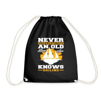 Old Man Sailor Sailing - Drawstring Bag - black - Front