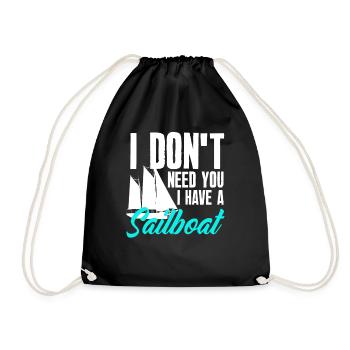 Sailor Sailing Sailboat - Drawstring Bag - black - Front