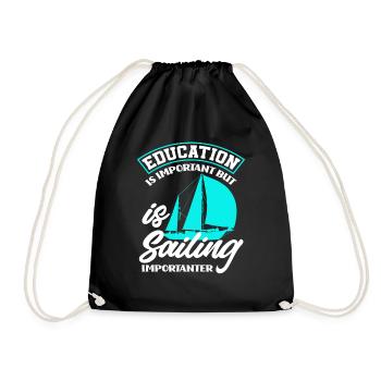 Education Sailboat Sailor Sailing - Drawstring Bag - black - Front