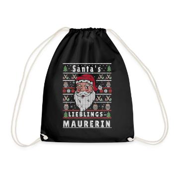 Ugly Weihnachten SANTAS LIEBLINGS Maurerin - Turnbeutel - Schwarz - Vorne