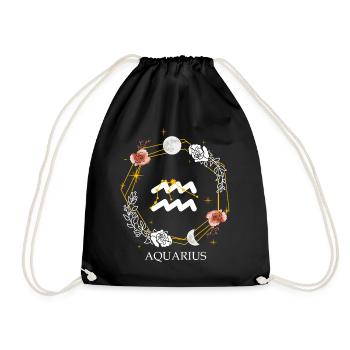 Aquarius Constellation Sign Zodiac Symbol Astrolog - Turnbeutel - Schwarz - Vorne