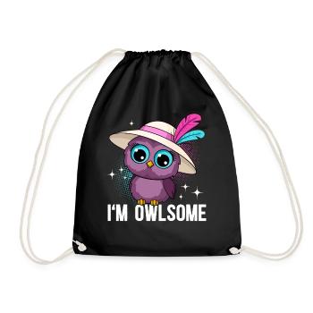 I'M Owlsome Eule Eulen - Turnbeutel - Schwarz - Vorne