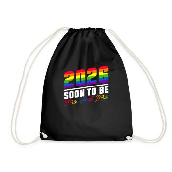 Gay Pride Wedding 2026 Lesbian Gay Marriage - Drawstring Bag - black - Front