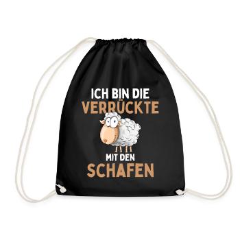 ICH BIN DIE VERRÜCKTE MIT DEN SCHAFEN - Schaf - Turnbeutel - Schwarz - Vorne