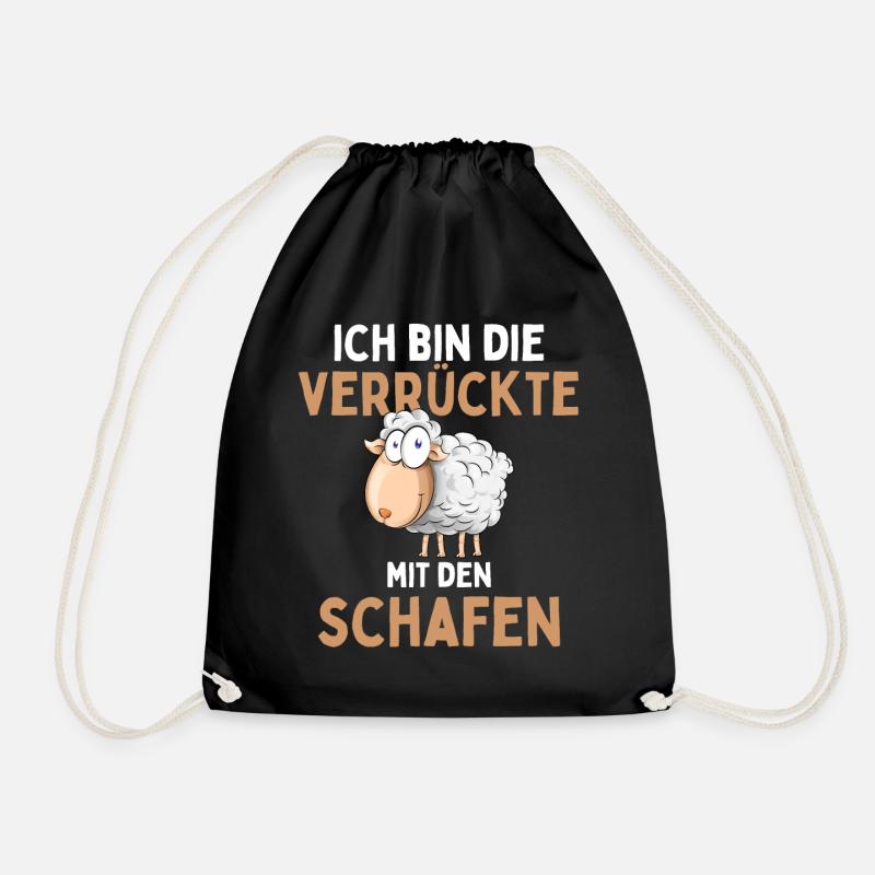 ICH BIN DIE VERRÜCKTE MIT DEN SCHAFEN - Schaf - Turnbeutel - Schwarz