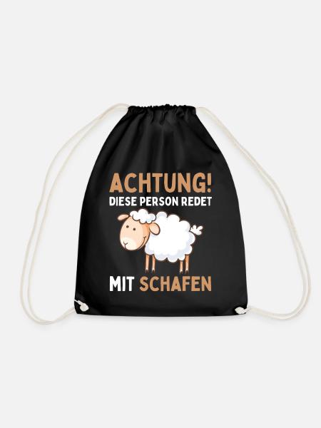 Funny Sheep Sheep Sheep Shepherd - Drawstring Bag - black