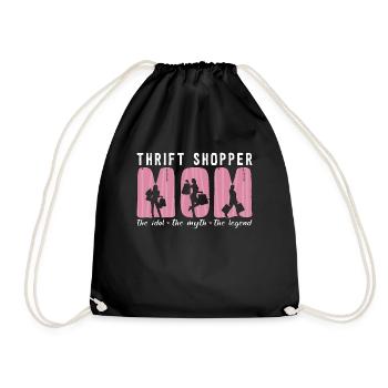 Thrift Shopper Mom The Idol Loves Thrift Shopping - Drawstring Bag - black - Front