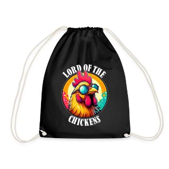 Lord of the chickens chicken chickens chicken coop man - Drawstring Bag - black - Front