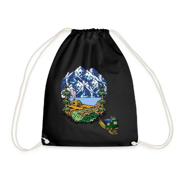 Alps Holiday Snail Family Caravan Camping - Drawstring Bag - black - Front