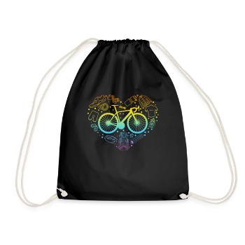 Bikepacking Heart Gravel Bike Bikepacker Heart Bik - Drawstring Bag - black - Front
