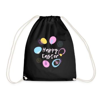 Joyeuses Pâques lapin de Pâques Joyeuses Pâques Motif de Pâques - Sac de sport léger - noir - Devant