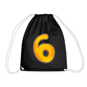 Number 6 Number - Drawstring Bag - black - Front