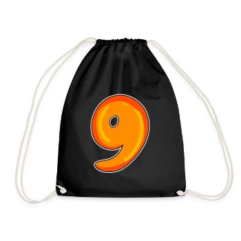 Neun - 9 Motiv - Turnbeutel - Schwarz - Vorne