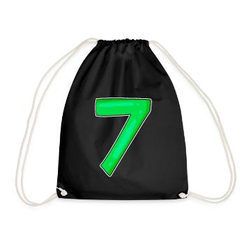 7 Number Number Green - Drawstring Bag - black - Front