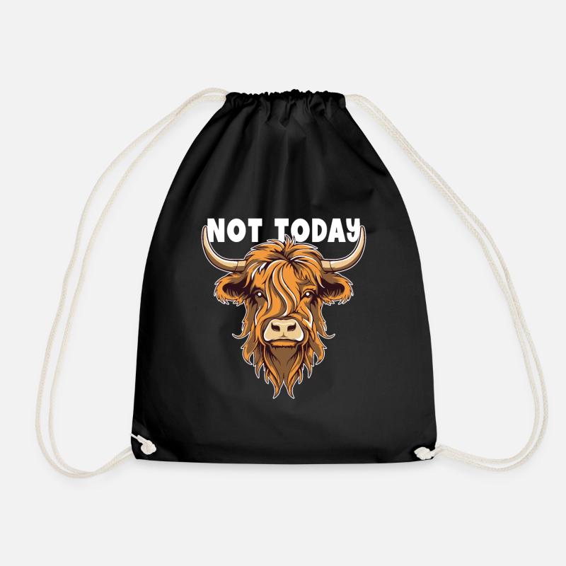 Not Today Highland Cow Highland Heifer Highland - Drawstring Bag - black