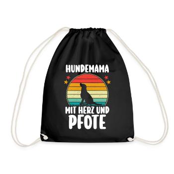 Dog Retro Dog Mom - Drawstring Bag - black - Front
