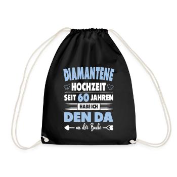 60 Jahre Ehe Hochzeitstag Diamantene Hochzeit - Turnbeutel - Schwarz - Vorne