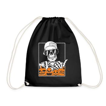 Skeleton Rock Hand Halloween - Drawstring Bag - black - Front
