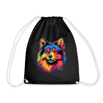 Wasserfarben Farbenfroher Finnischer Lapphund - Turnbeutel - Schwarz - Vorne