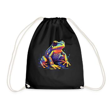 Wasserfarben Farbenfroher Frosch bunte Tiere - Turnbeutel - Schwarz - Vorne