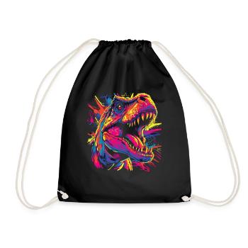 Watercolor Colorful T-rex Colorful Animals - Drawstring Bag - black - Front