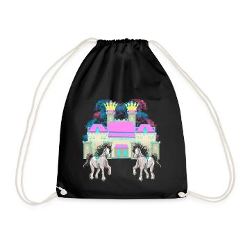 Schloss Märchen Ritter Pferd König Mittelalter - Turnbeutel - Schwarz - Vorne