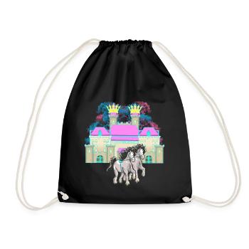 castle, fairy tale, horse, royalty, king, middle ages - Drawstring Bag - black - Front
