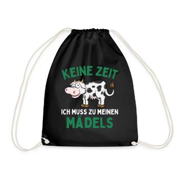I HAVE TO GO TO MY GIRLS! Funny Cows Farmer - Drawstring Bag - black - Front