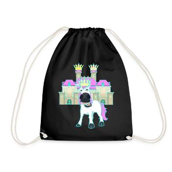 Castle Unicorn King Fairy Tale Kingdom Child Baby - Drawstring Bag - black - Front