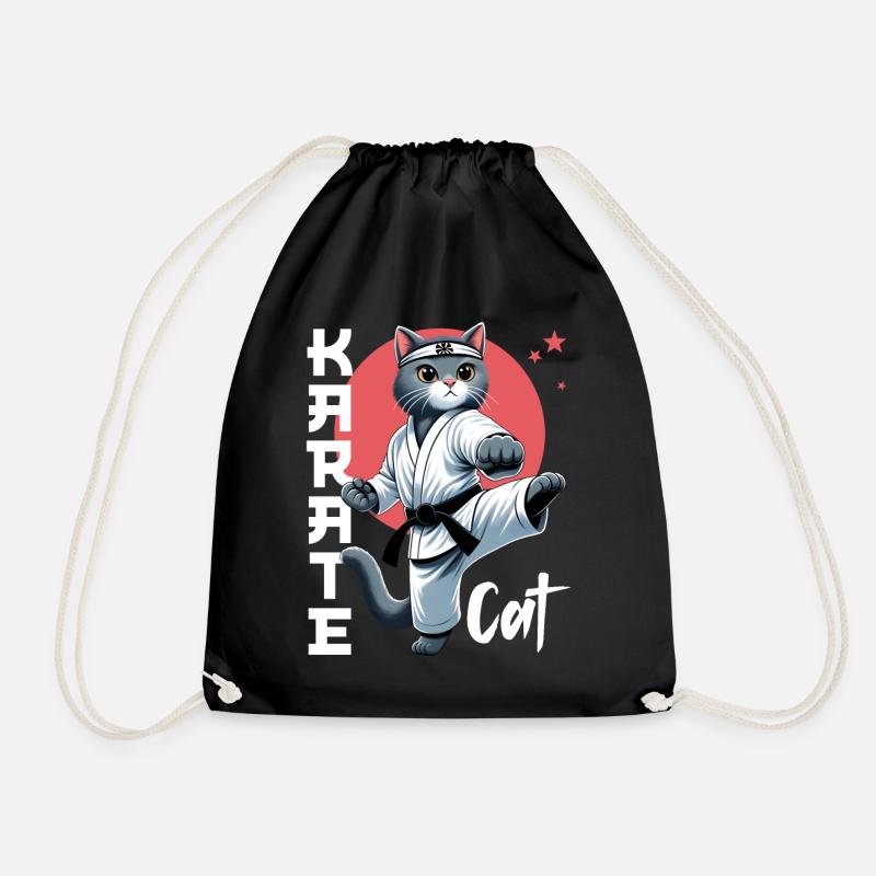 Lustige Katze Karate Cat Kampfsport Design - Turnbeutel - Schwarz