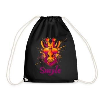 Neon Giraffe Sunglasses Splash - Drawstring Bag - black - Front
