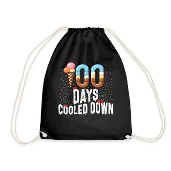 School Shirt, 100 Days Cooled Down Ice Cream With - Drawstring Bag - black - Front