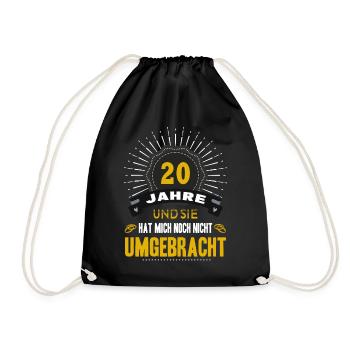 20 Jahre Ehe Hochzeitstag Mann Porzellanhochzeit - Turnbeutel - Schwarz - Vorne