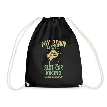 My Brain is 95% Slot Car RC Car Minicar Slot Car - Drawstring Bag - black - Front