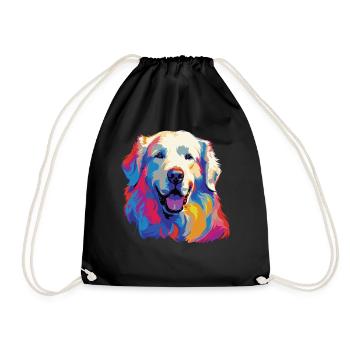 Wasserfarben Farbenfroher Kuvasz - Turnbeutel - Schwarz - Vorne