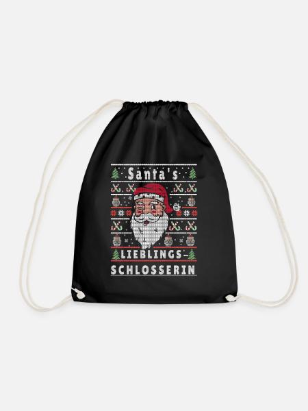 Ugly Weihnachten SANTAS LIEBLINGS Schlosserin - Turnbeutel - Schwarz