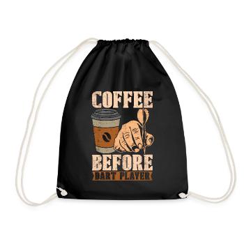 Dart Player Coffee Before Bullseye Coffee Lover - Turnbeutel - Schwarz - Vorne
