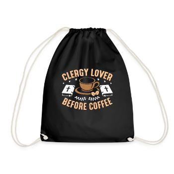 Clergy Lover Before Coffee Ministry Coffee Lover - Drawstring Bag - black - Front