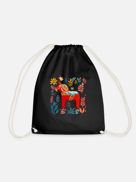 Dala Horse Sweden Swedish horse - Turnbeutel - Schwarz