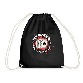 Classic Blackjack My Passion My Classic Card Game - Drawstring Bag - black - Front