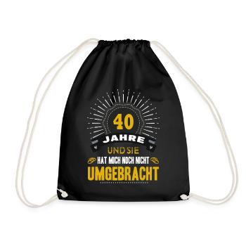 40 Hochzeitstag Mann 40 Jahre Ehe Rubinhochzeit - Turnbeutel - Schwarz - Vorne